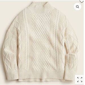 J. Crew Long cotton cable-knit mockneck sweater
